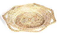 Schale, flacher Teller, geflochten aus Segge 28 cm...