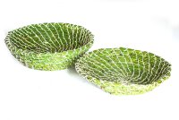 Korb aus Schachtelhalm, oval- und rund, grün