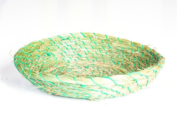 Korb aus Gras, rund, ca. 19cm Durchmesser, Garn grün