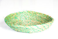 Korb aus Gras, rund, ca. 19cm Durchmesser, Garn grün